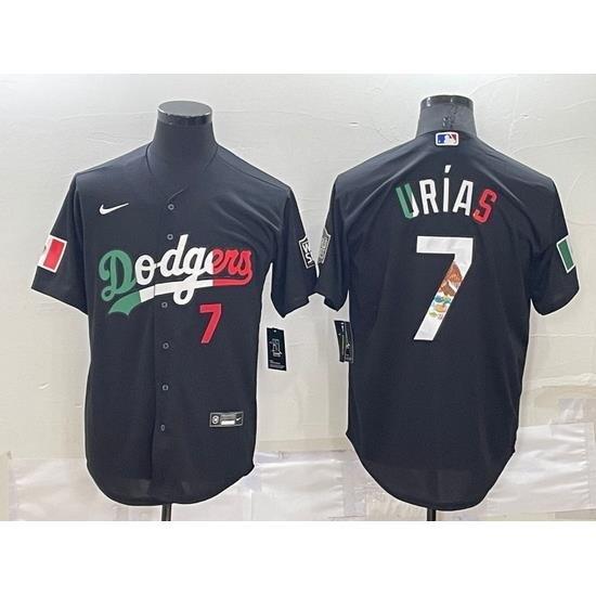 Men Los Angeles Dodgers 7 Julio Urias Black Mexico Cool Base Stitched Baseball Jersey