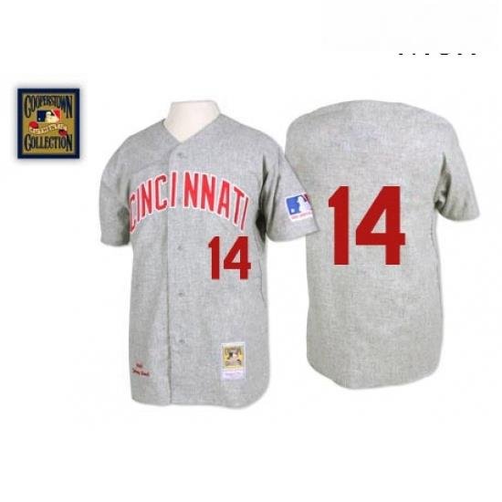 Mens Mitchell and Ness Cincinnati Reds 14 Pete Rose Authentic Grey 1969 Throwback MLB Jersey