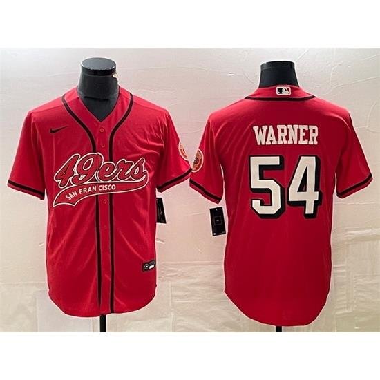 Men San Francisco 49ers 54 Fred Warner New Red Cool Base Stitched Baseball Jersey