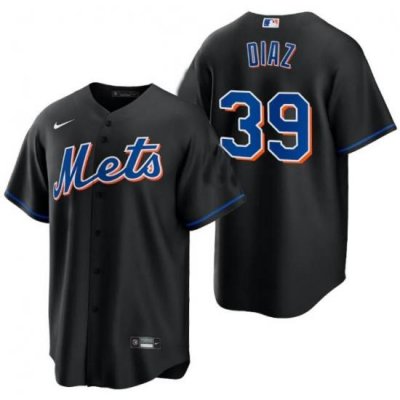 Men Nike NeW York Mets #39 EdWin Diaz Stitched black jersey