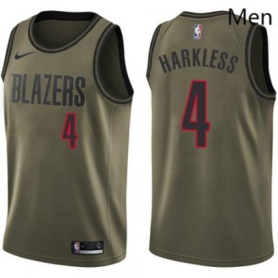 Mens Nike Portland Trail Blazers 4 Moe Harkless Swingman Green Salute to Service NBA Jersey