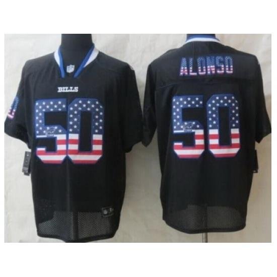 Nike Buffalo Bills 50 Kiko Alonso Black Elite USA Flag Fashion NFL Jersey