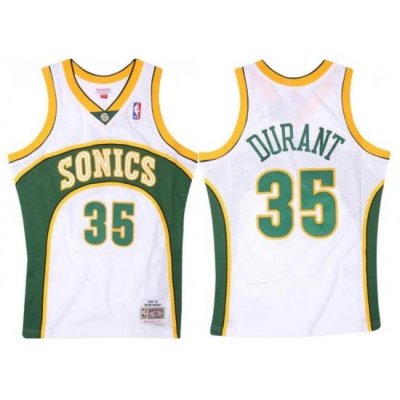 Men SEATTLE SUPERSONICS Kevin Durant 35 Replica Swingman Seattle Sonics NBA Jersey White