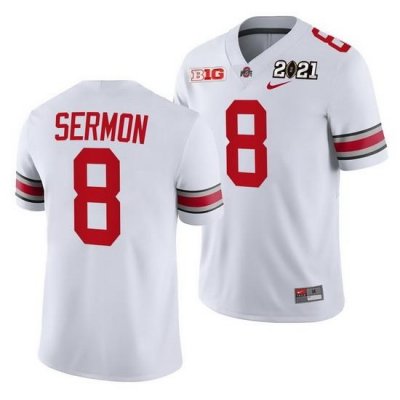 Ohio State Buckeyes Trey Sermon White 2021 Sugar Bowl Champions College Football Playoff College Football Playoff Jersey 0