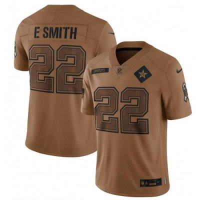 Men Dallas Cowboys 22 Emmitt Smith 2023 Brown Salute To Service Limited Stitched Jersey