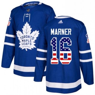 Mens Adidas Toronto Maple Leafs 16 Mitchell Marner Authentic Royal Blue USA Flag Fashion NHL Jersey