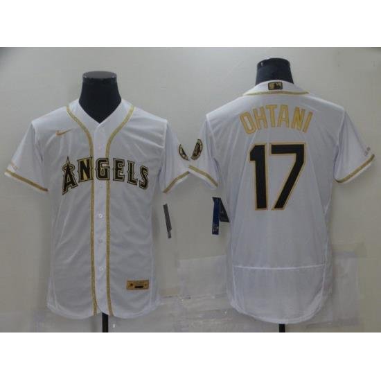 Men Los Angeles Angels 17 Ohtani White Elite 2021 Nike MLB Jersey