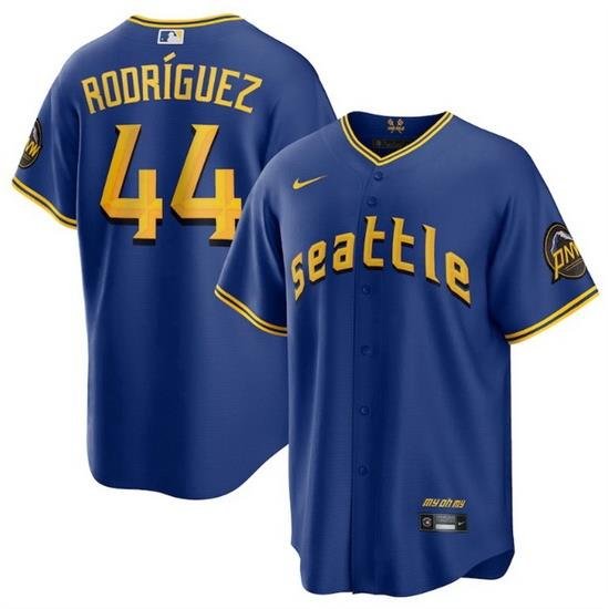 Men Seattle Mariners 44 Julio Rodriguez Royal 2023 City Connect Cool Base Stitched Baseball Jersey