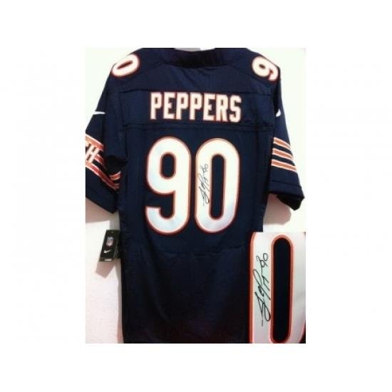 Nike Chicago Bears 90 Julius Peppers Blue Signed Elite NFL Jersey