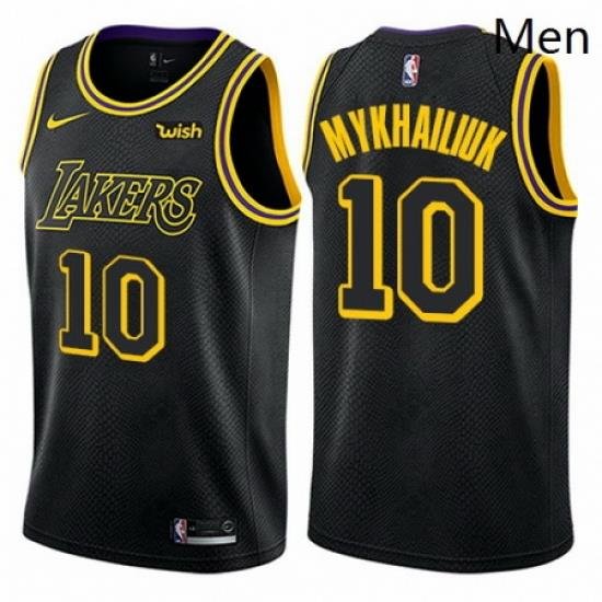 Mens Nike Los Angeles Lakers 10 Sviatoslav Mykhailiuk Swingman Black City Edition NBA Jersey