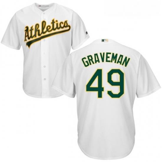 Youth Majestic Oakland Athletics 49 Kendall Graveman Authentic White Home Cool Base MLB Jersey