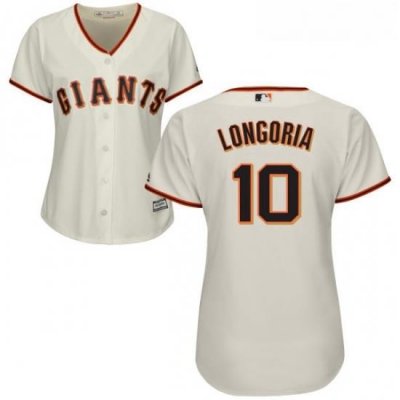 Womens Majestic San Francisco Giants 10 Evan Longoria Replica Cream Home Cool Base MLB Jersey