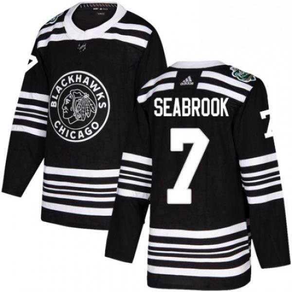 Mens Adidas Chicago Blackhawks 7 Brent Seabrook Authentic Black 2019 Winter Classic NHL Jersey