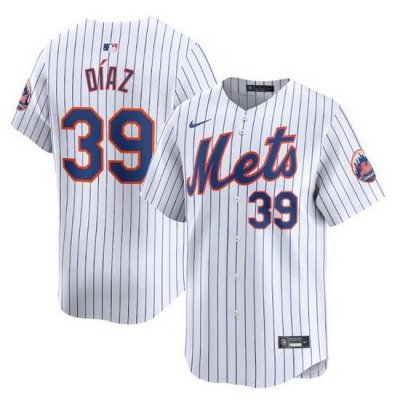 Men NeW York Mets 39 EdWin Diaz White 2024 Home Limited Stitched Baseball Jersey