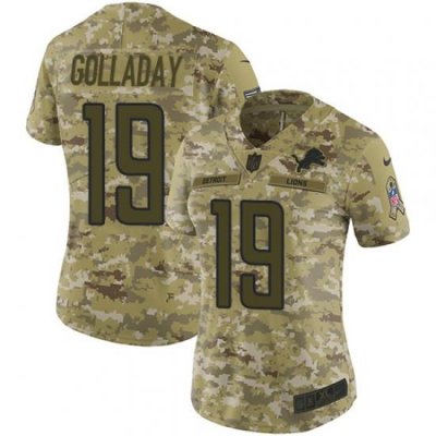 Nike Lions #19 Kenny Golladay Camo Women Stitched NFL Limited 2018 Salute to Service Jersey