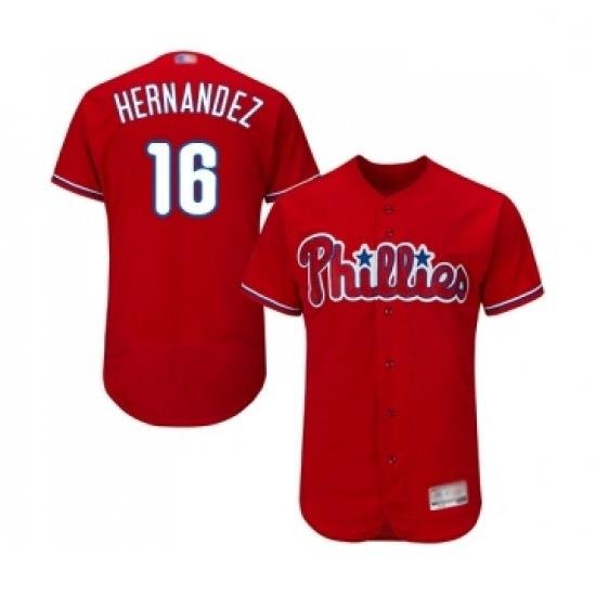 Mens Philadelphia Phillies 16 Cesar Hernandez Red Alternate Flex Base Authentic Collection Baseball Jersey