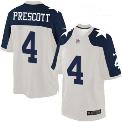 Youth Nike Dallas Cowboys 4 Dak Prescott Limited White Throwback Alternate NFL Jersey