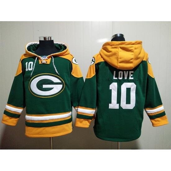 NFL Men Green Bay Packers 10 Jordan Love Stitched Hoodie