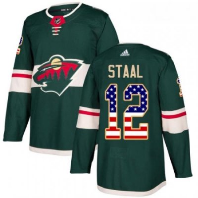 Youth Adidas Minnesota Wild 12 Eric Staal Authentic Green USA Flag Fashion NHL Jersey