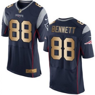 Nike Patriots #88 Martellus Bennett Navy Blue Team Color Mens Stitched NFL New Elite Gold Jersey