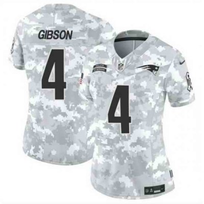 Women New England Patriots 4 Antonio Gibson 2024 F U S E Arctic Camo Salute To Service Limited Stitched Jersey