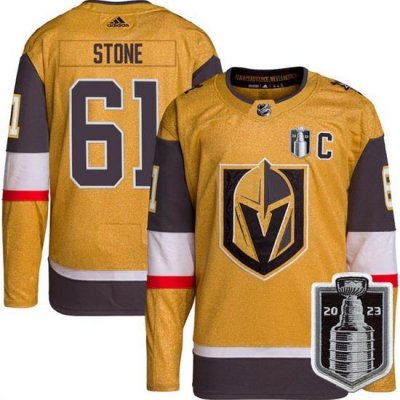 Men Vegas Golden Knights 61 Mark Stone Gold 2023 Stanley Cup Final Stitched Jersey