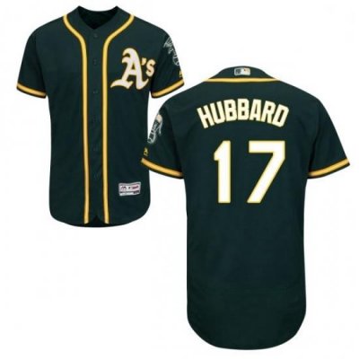 Mens Majestic Oakland Athletics 17 Glenn Hubbard Green Alternate Flex Base Authentic Collection MLB Jersey