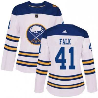 Womens Adidas Buffalo Sabres 41 Justin Falk Authentic White 2018 Winter Classic NHL Jersey