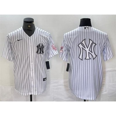 Men NeW York Yankees White Team Big Logo Cool Base Stitched Baseball Jersey 4