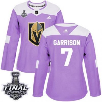 womens jason garrison vegas golden knights jersey purple adidas 7 nhl 2018 stanley cup final authentic fights cancer practice