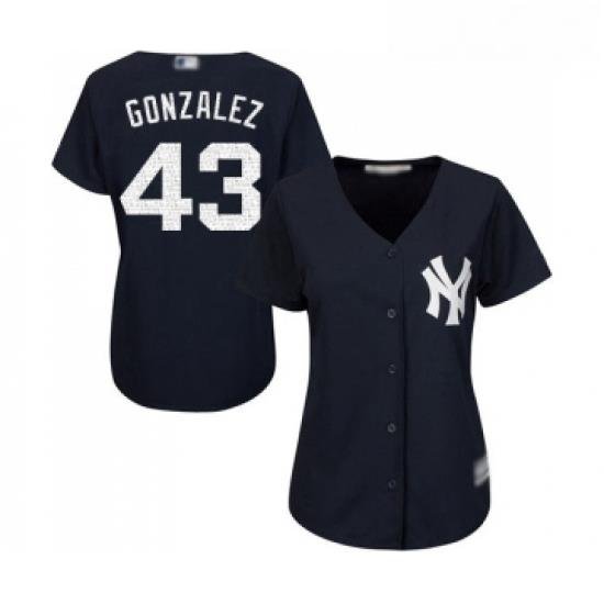 Womens New York Yankees 43 Gio Gonzalez Authentic Navy Blue Alternate Baseball Jersey