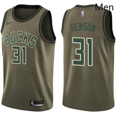 Mens Nike Milwaukee Bucks 31 John Henson Swingman Green Salute to Service NBA Jersey