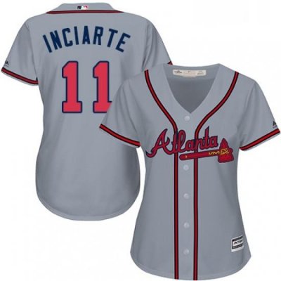 Womens Majestic Atlanta Braves 11 Ender Inciarte Replica Grey Road Cool Base MLB Jersey