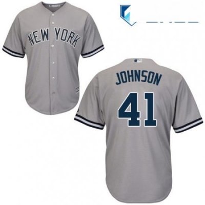 Youth Majestic New York Yankees 41 Randy Johnson Authentic Grey Road MLB Jersey