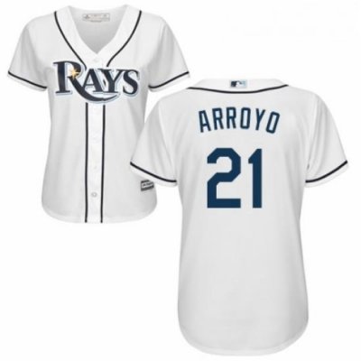 Womens Majestic Tampa Bay Rays 21 Christian Arroyo Replica White Home Cool Base MLB Jersey