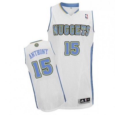 Youth Adidas Denver Nuggets 15 Carmelo Anthony Authentic White Home NBA Jersey