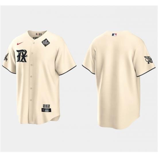 Men Texas Rangers Blank Cream 2023 World Series City Connect Stitched Baseball Jersey