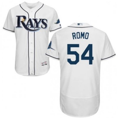 Mens Majestic Tampa Bay Rays 54 Sergio Romo White Flexbase Authentic Collection MLB Jersey