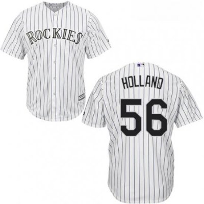 Youth Majestic Colorado Rockies 56 Greg Holland Replica White Home Cool Base MLB Jersey