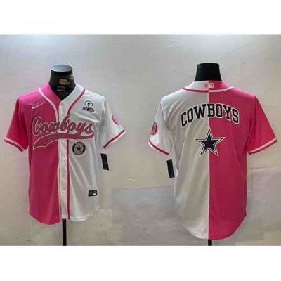 Men Dallas Cowboys big logo Red White With Patch Cool Base Stitched Baseball Jersey 13