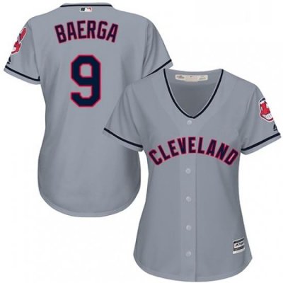 Womens Majestic Cleveland Indians 9 Carlos Baerga Authentic Grey Road Cool Base MLB Jersey