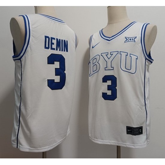 BYU Cougars #3 Egor Demin White Stitched NCAA Basketball Jersey