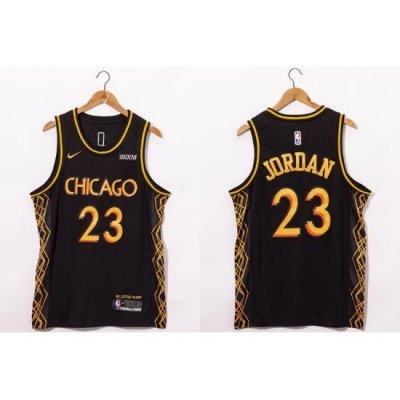 Men Chicago Bulls 23 Michael Jordan NEW Black Nike 2021 Swingman City Edition Jersey