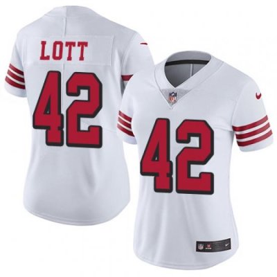 Nike 49ers #42 Ronnie Lott White Rush Womens Stitched NFL Vapor Untouchable Limited Jersey