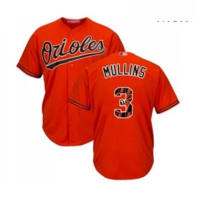 Mens Baltimore Orioles 3 Cedric Mullins Authentic Orange Team Logo Fashion Cool Base Baseball Jersey