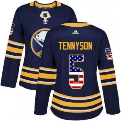 Womens Adidas Buffalo Sabres 5 Matt Tennyson Authentic Navy Blue USA Flag Fashion NHL Jersey