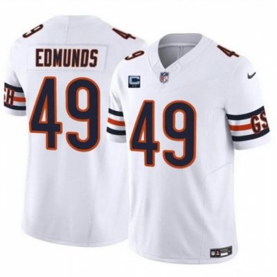 Men Chicago Bears 49 Tremaine Edmunds White 2024 F U S E  With 2 Star C Patch Vapor Untouchable Limited Stitched Football Jersey