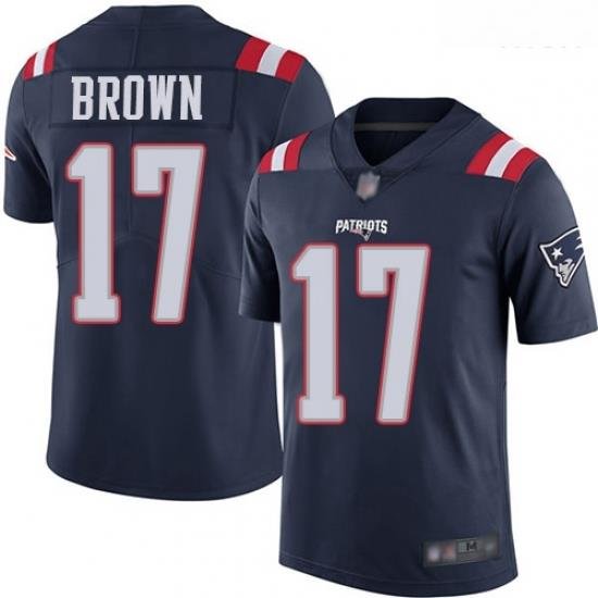 Patriots 17 Antonio Brown Navy Blue Men Stitched Football Limited Rush Jersey