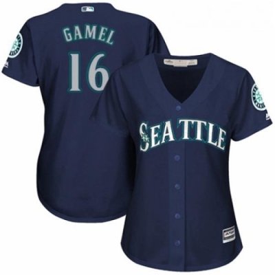 Womens Majestic Seattle Mariners 16 Ben Gamel Replica Navy Blue Alternate 2 Cool Base MLB Jersey