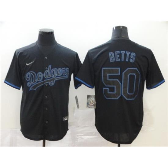 Dodgers 50 Mookie Betts Black ShadoW 2020 Nike Cool Base Jersey